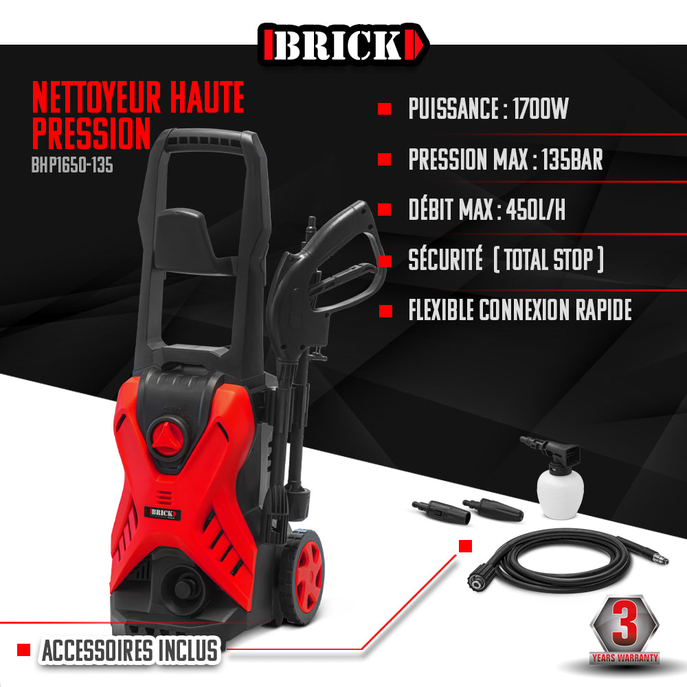 Hidrolimpiadora de alta presión 135BAR 1650W