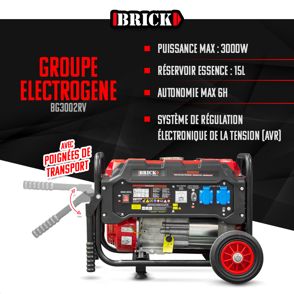 Grupo electrógeno 3000W AVR ruedas y asas