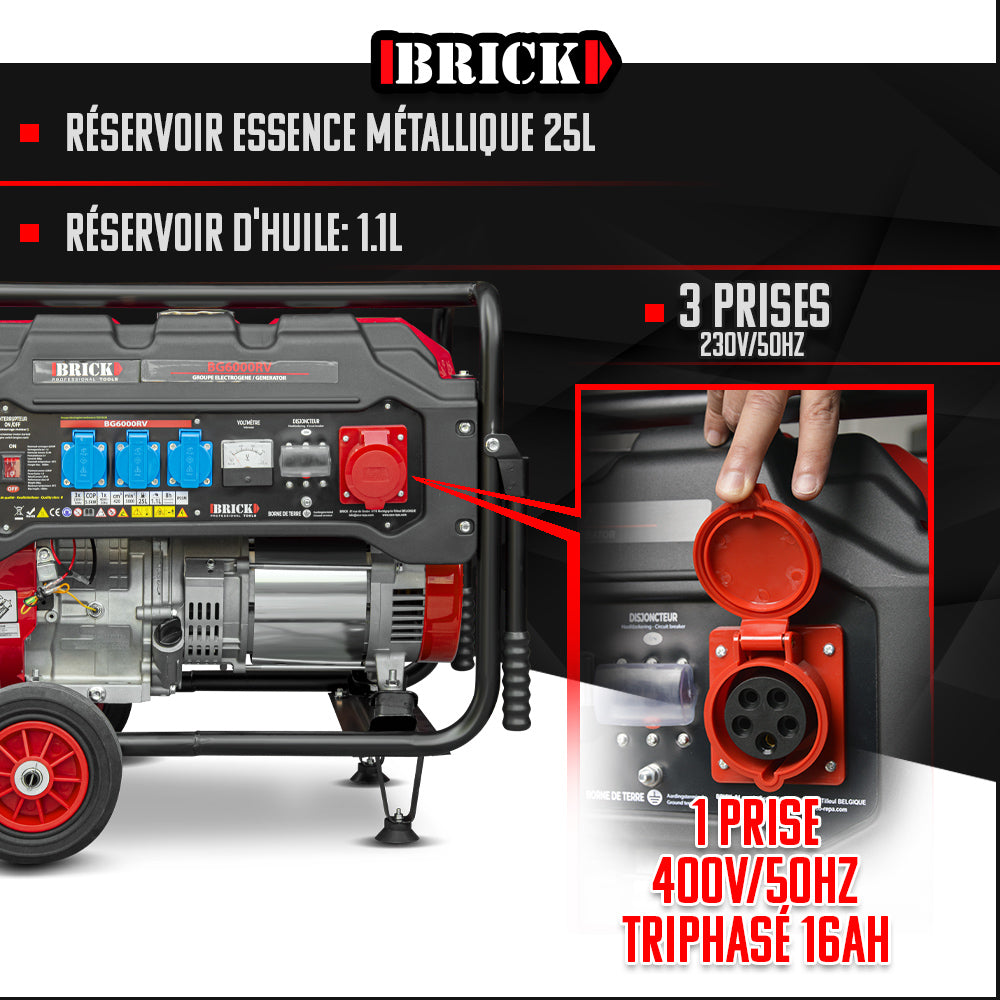 Grupo electrógeno AVR 6000W con ruedas y asas monofásico y trifásico