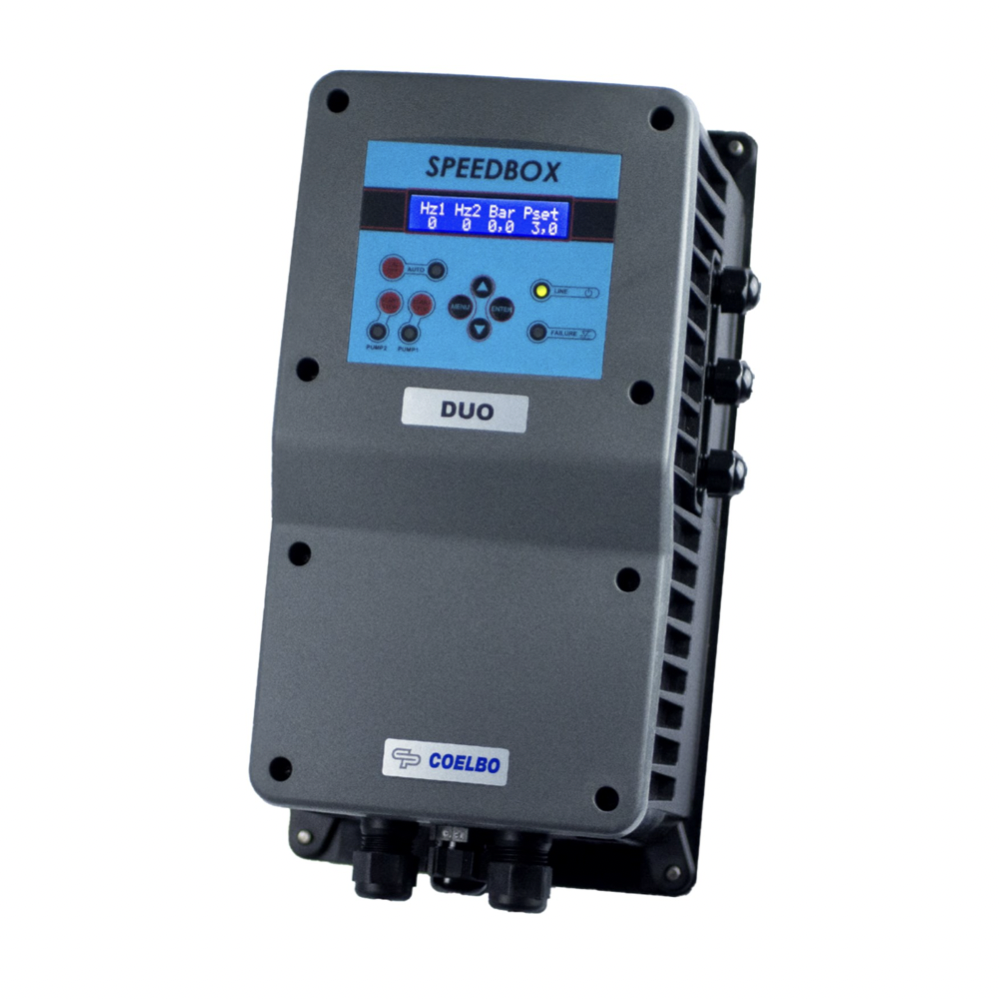 SPEEDBOX DUO Single-phase/single-phase or single-phase/three-phase wall inverter for the control of two electric pumps