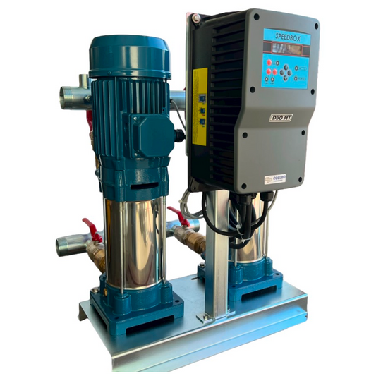 Pressure booster unit with vertical multistage electric pumps with variable speed inverter